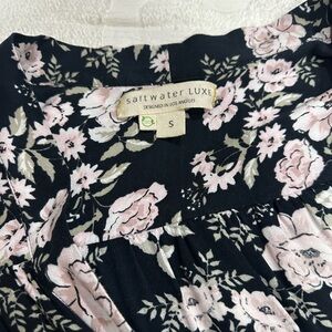 Saltwater Luxe Black Dress with Pink and Cream Floral